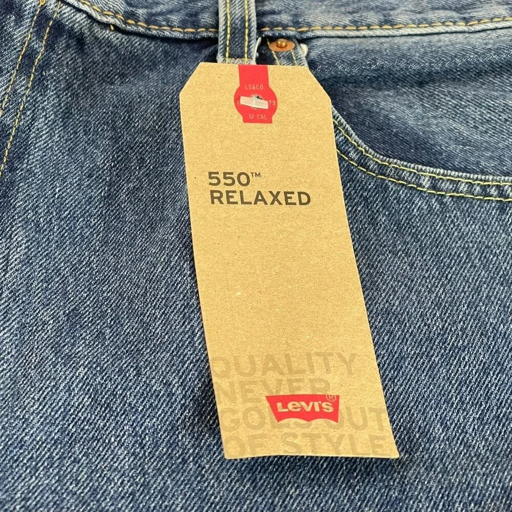 Levis 550 Relaxed Jeans Mens‎ 42 x 34 Big Tall Blue Pockets Straight